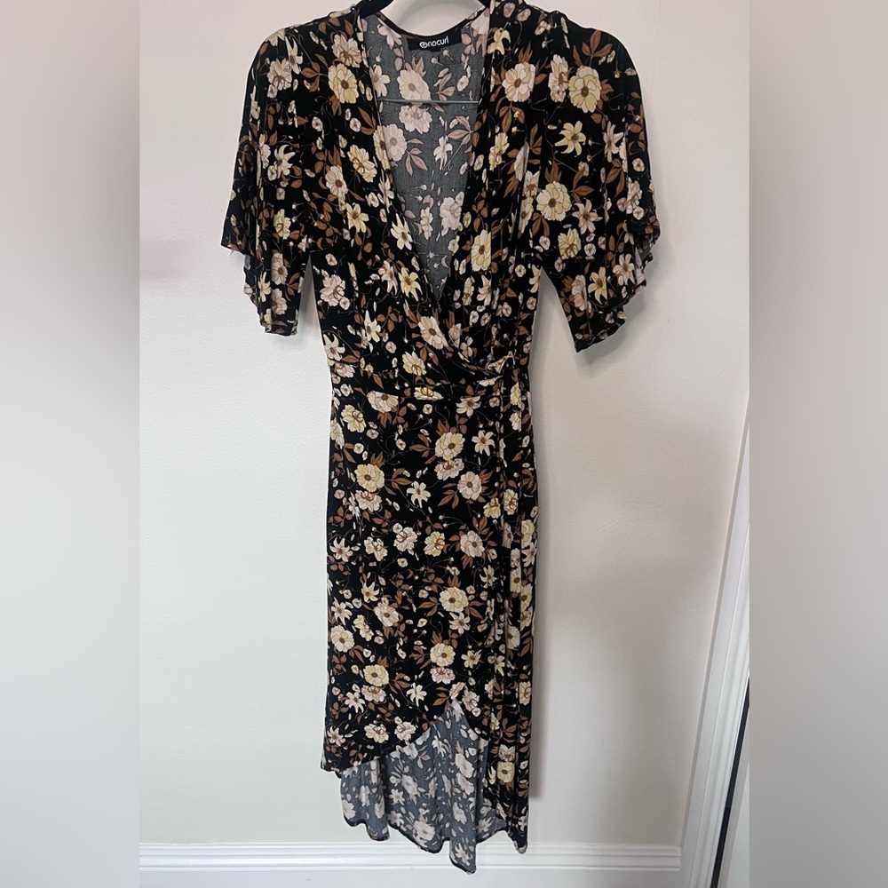 Rip Curl Black Floral High Low Dress
